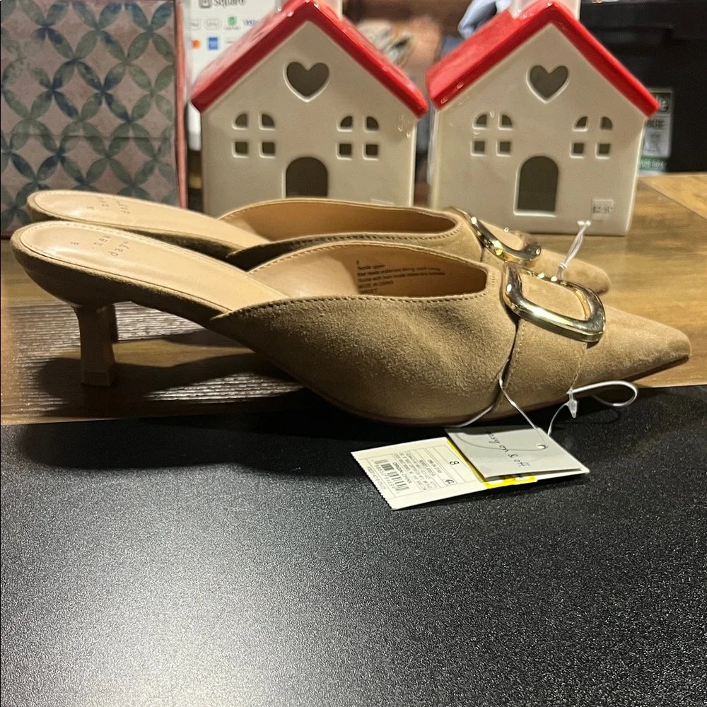 A New Day Brown Mules with Gold Accent - Picture 2 of 5